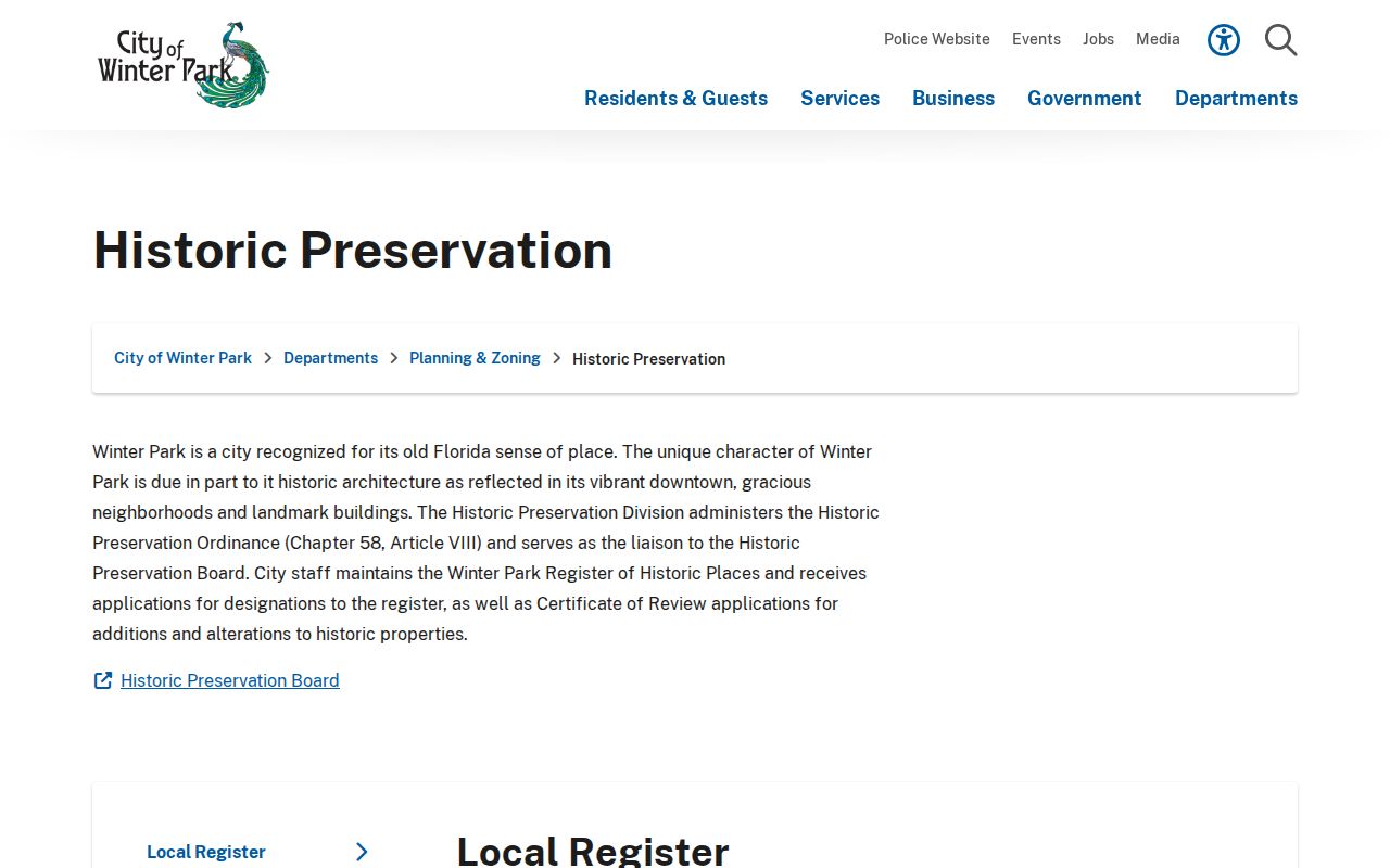 Winter Park city directory research in historic surveys