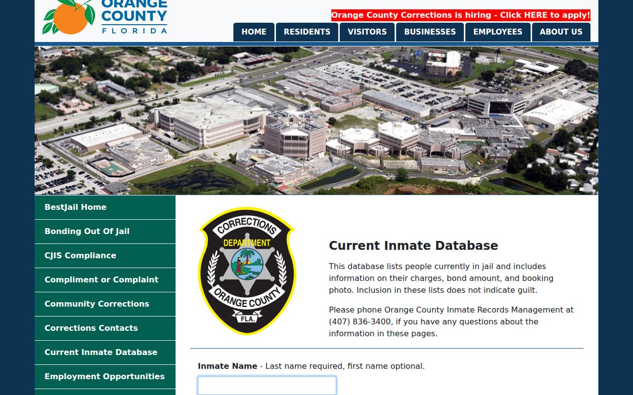 Orange County inmate search for the Winter Park residents directory