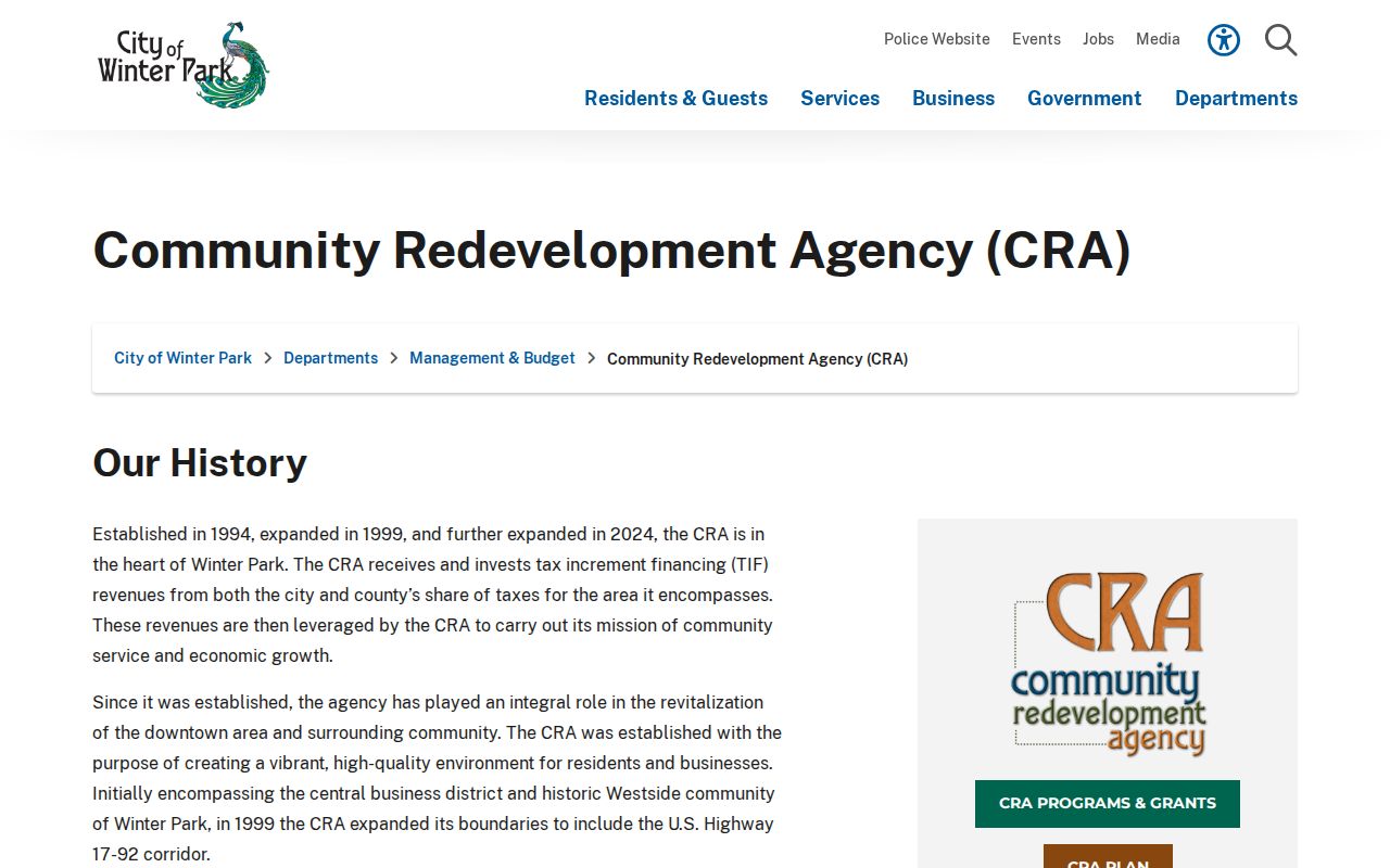 Winter Park ZIP code directory and CRA geography